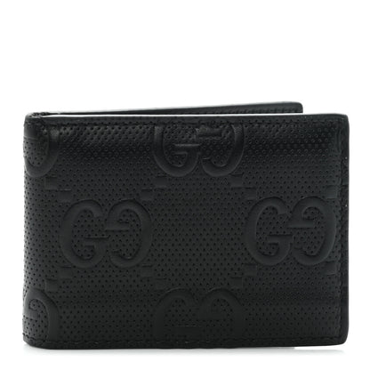 Gucci Calfskin GG Tennis Embossed Bi-Fold Wallet Black 1 of 9