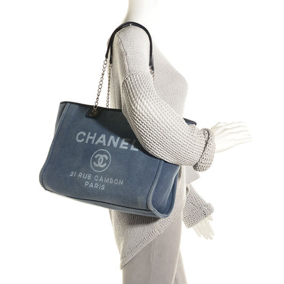 Chanel Canvas Deauville Small Tote Denim Blue 2 of 8