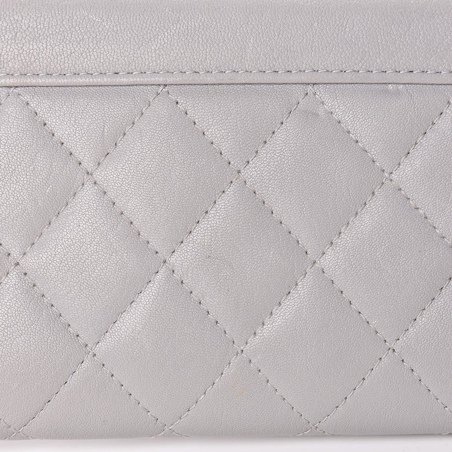 Lambskin Quilted CC Box Flap Wallet Grey
