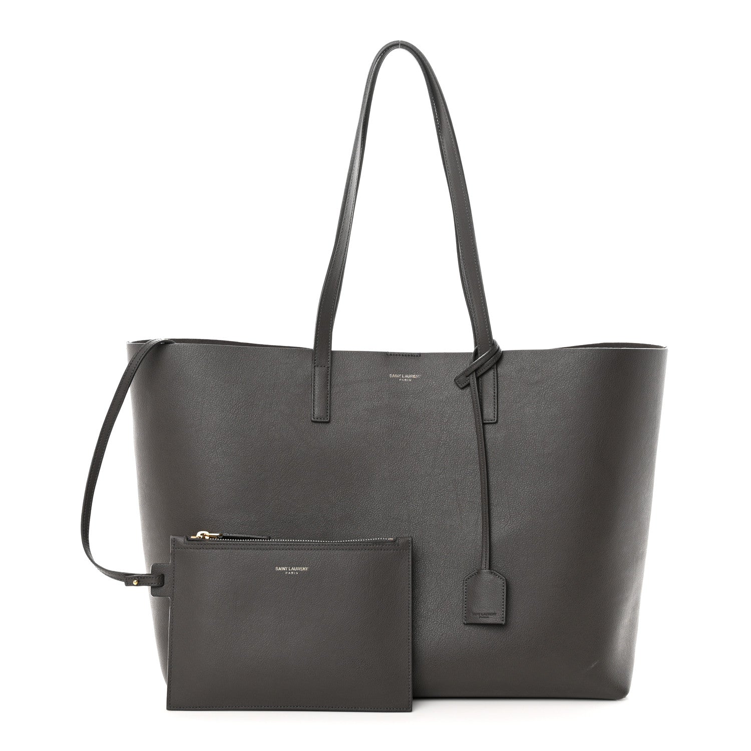Saint Laurent Calfskin Large Shopping Tote Asphalt 1 of 17