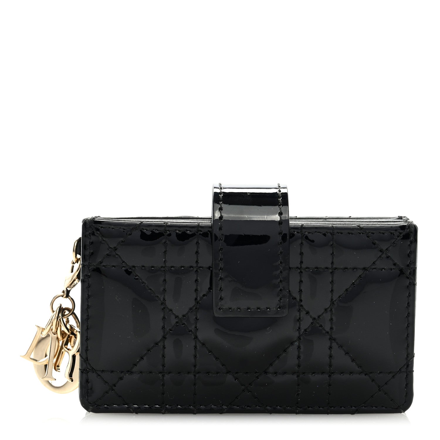 Christian Dior Patent Cannage Lady Dior 5-Gusset Card Holder Black 1 of 6