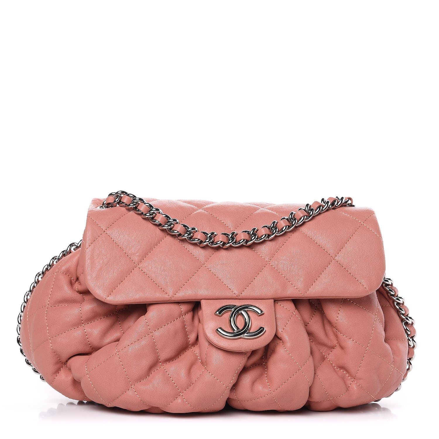 Chanel Washed Lambskin Quilted Medium Chain Around Messenger Pink 1 of 10