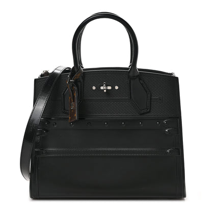 Louis Vuitton Calfskin Embossed Steamer MM Black 1 of 9
