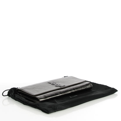 Saint Laurent Metallic Leather Small Belle De Jour Clutch Dark Silver 4 of 7