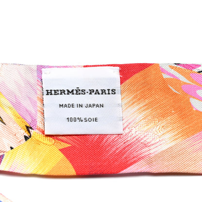 Hermes Silk All Over Marble Silk Twilly Rose Multicolor Ocre 4 of 4
