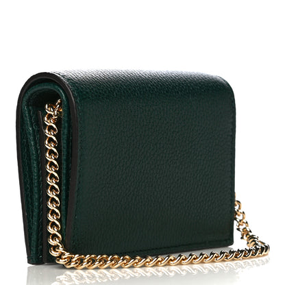 Gucci Grainy Calfskin Zumi Chain Card Case Wallet Vintage Green 3 of 11