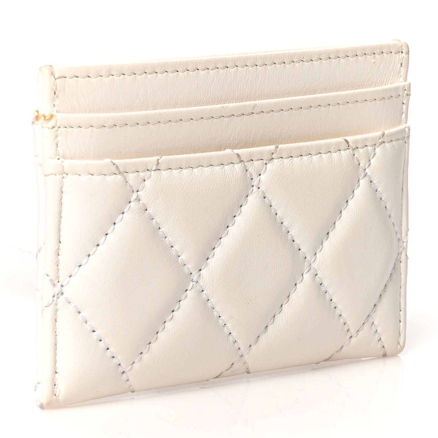 Lambskin Quilted Card Holder White