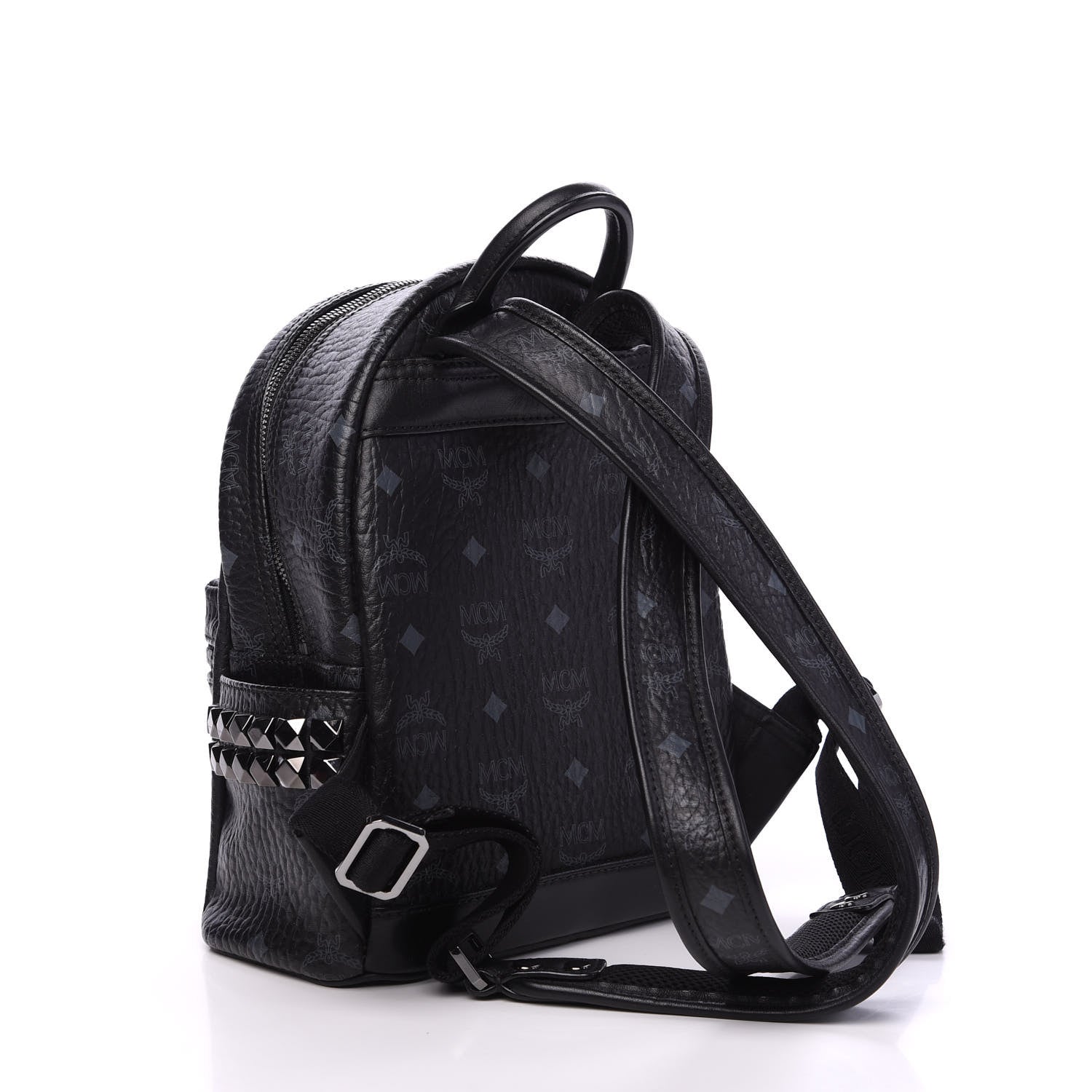 MCM Visetos Side Stud Mini Stark Backpack Black 2 of 8