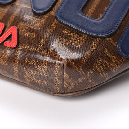 Fendi X FILA Glazed Fabric Vitello Century FF 1974 Mania Belt Bag Mogano Panna Blueberry 10 of 10