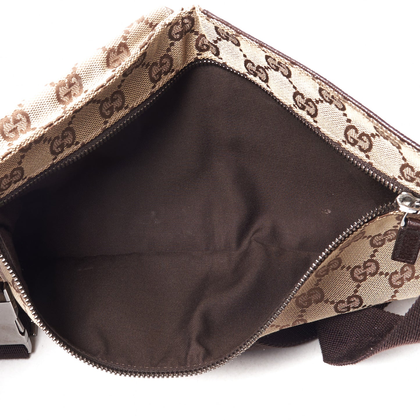 GG Monogram Double Pocket Belt Bag Dark Brown