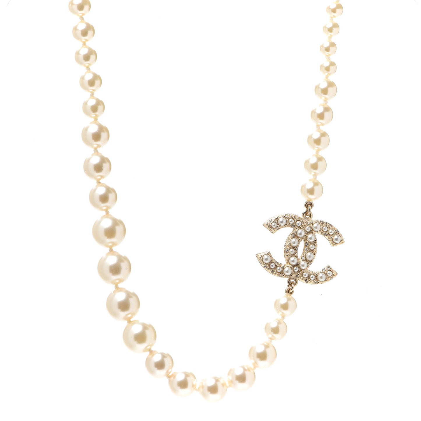 Pearl CC 100th Anniversary Necklace Light Gold