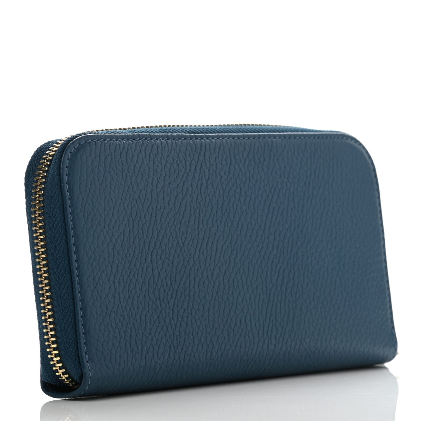 Calfskin Zip Around Continental Wallet Blue