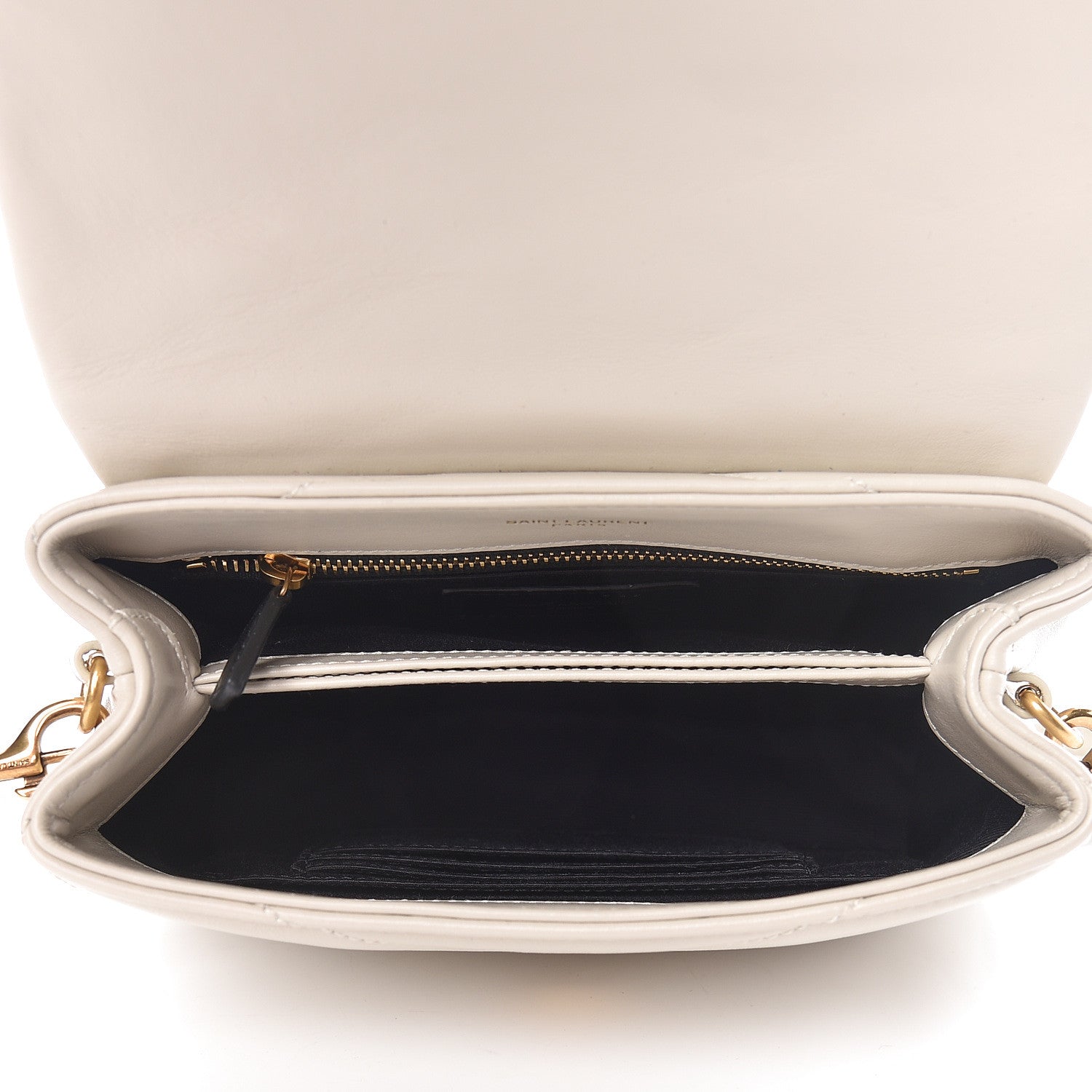 Saint Laurent Calfskin Y Quilted Monogram Toy Loulou Crossbody Bag Crema Soft 5 of 10
