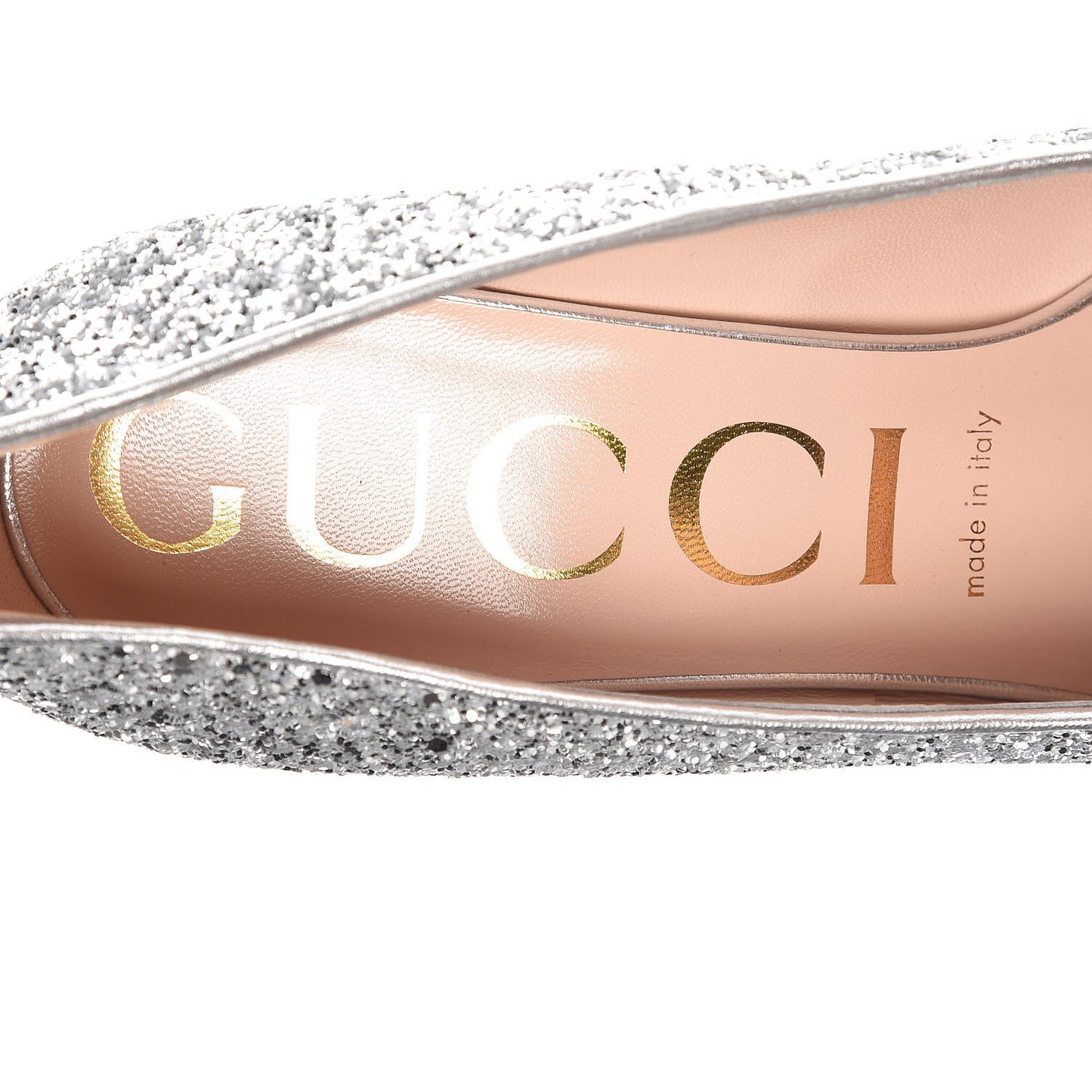 Nappa Silk Glitter Removable Crystal Heart Pumps 38.5 Argento