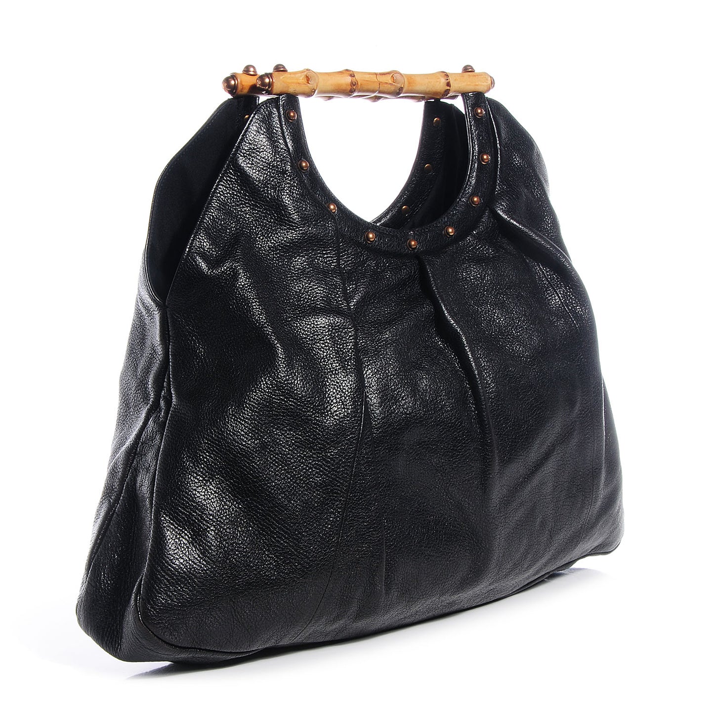 Leather Bamboo Tote Black