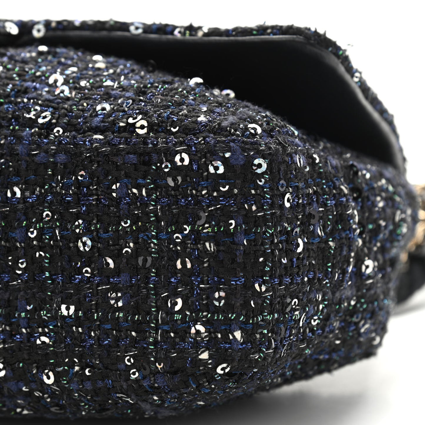 Tweed Medium Pearl Handle Flap Black Ecru