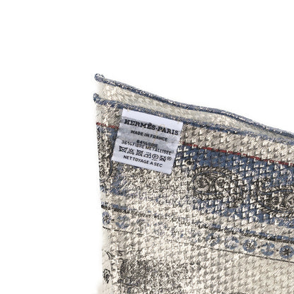 Hermes Metallic Silk Tatouages Marins Bandana Losange Scarf Bleu Jean White Black 2 of 3