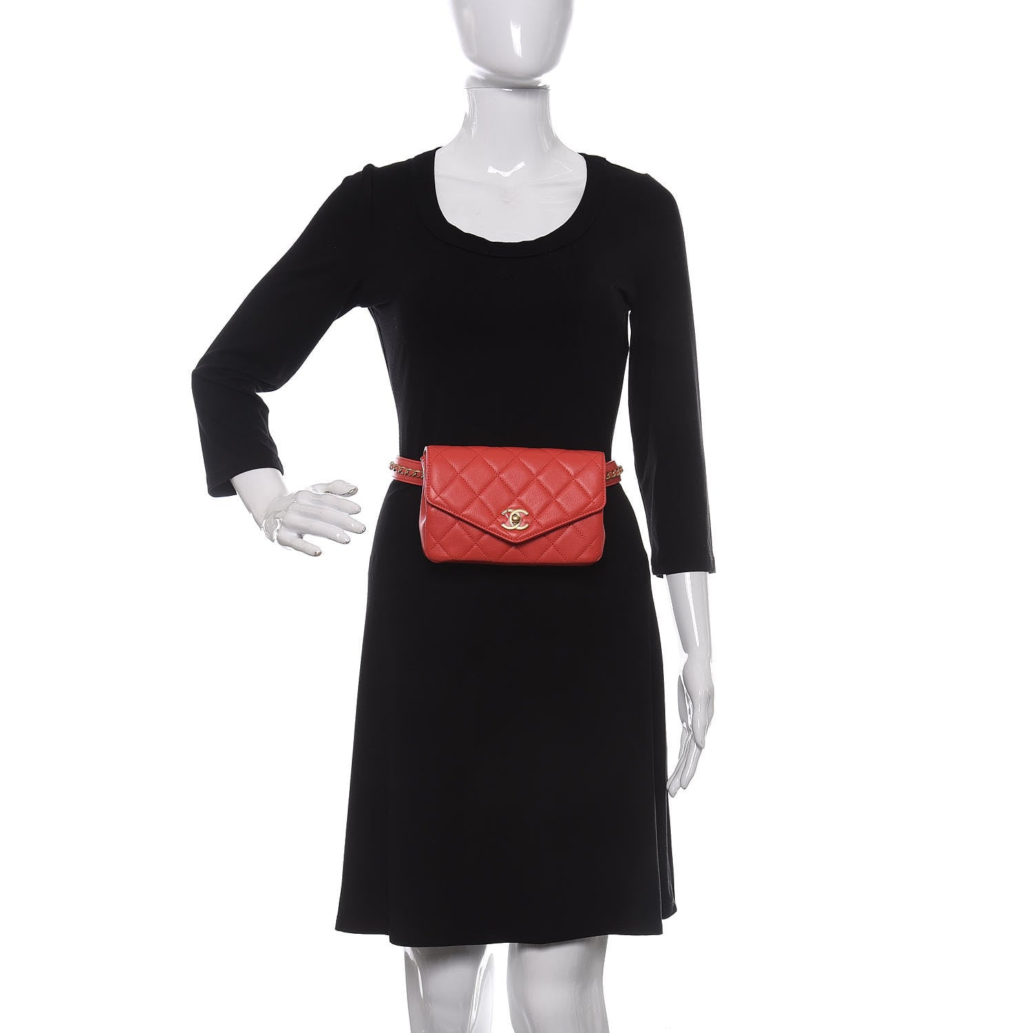 Chanel Calfskin Quilted Carry With Chic Flap Waist Bag Red 2 of 10