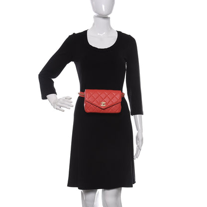 Chanel Calfskin Quilted Carry With Chic Flap Waist Bag Red 2 of 10
