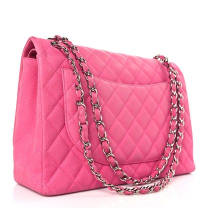 Chanel Iridescent Caviar Quilted Maxi Double Flap Hot Pink 3 of 9