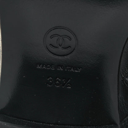 Chanel Calfskin Patent Cap Toe Boots 36.5 Black 6 of 9