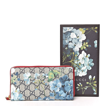 Gucci GG Supreme Monogram Blooms Zip Around Wallet Blue Red 8 of 8