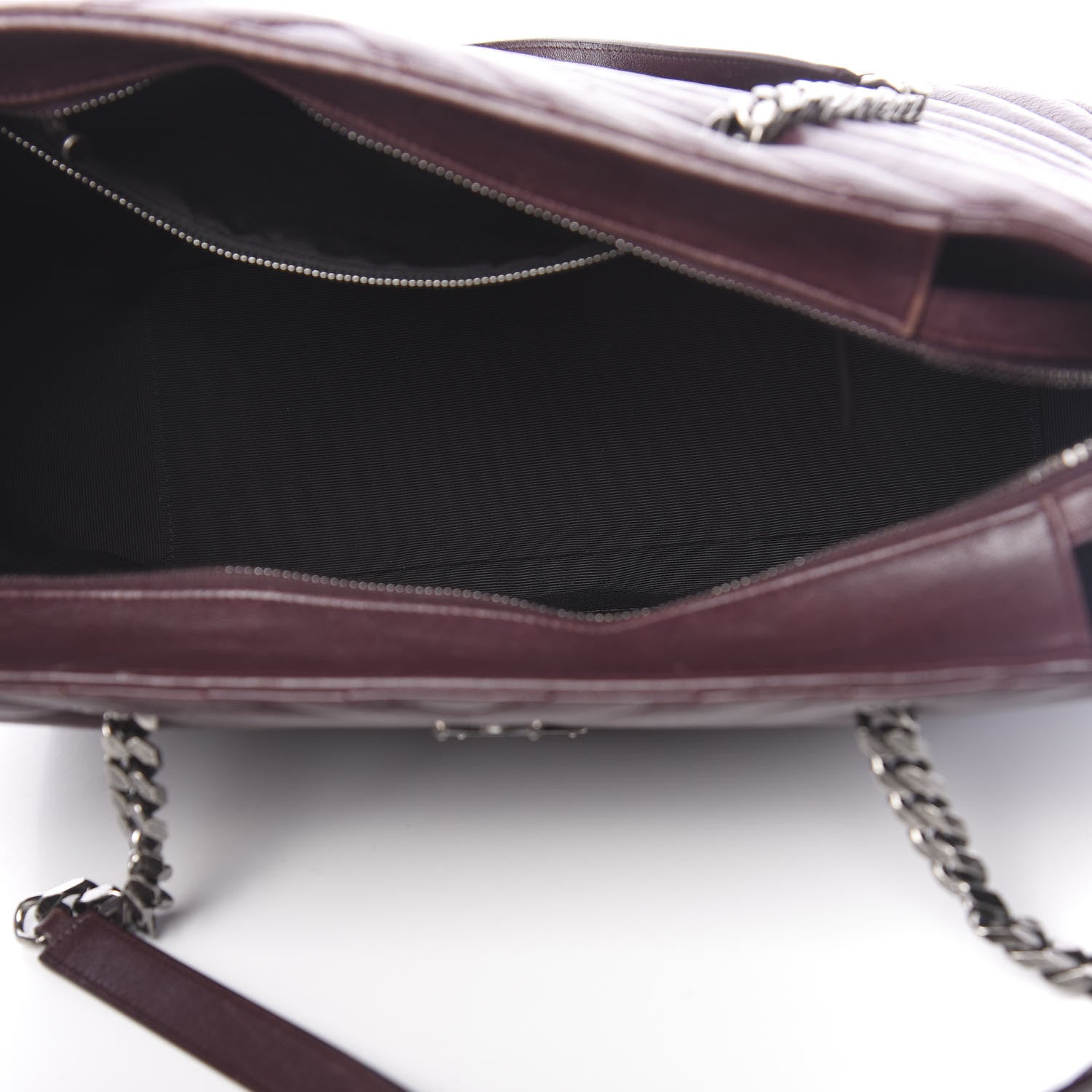 Saint Laurent Sheepskin Matelasse Chevron Large Monogram Shopping Bag Burgundy 5 of 11