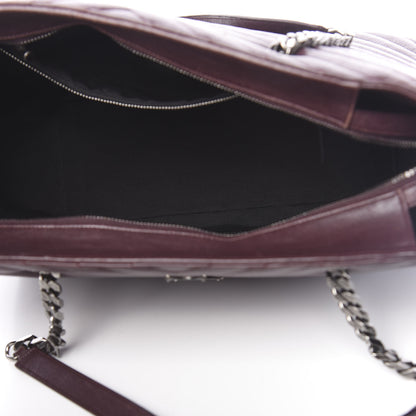 Saint Laurent Sheepskin Matelasse Chevron Large Monogram Shopping Bag Burgundy 5 of 11