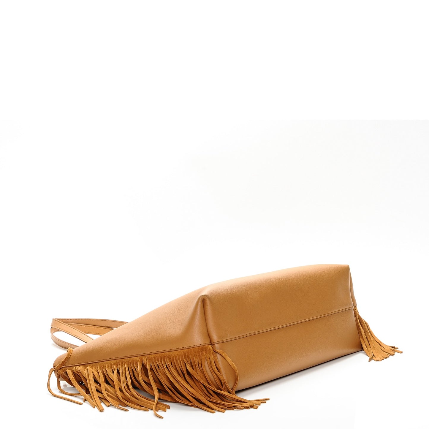 Calfskin Large Fringe Shopping Tote Tan