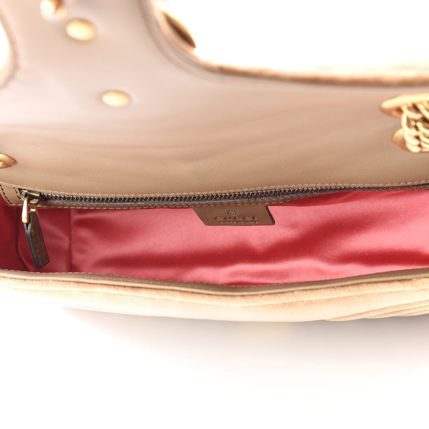 Gucci Velvet Matelasse Small GG Marmont Shoulder Bag Taupe 4 of 9