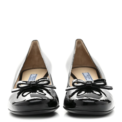 Prada Spazzolato Bow Pumps 37.5 Black 3 of 10