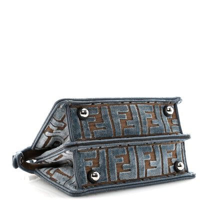 Fendi Velvet Jacquard FF Small Peekaboo I SEE U Satchel Anice 4 of 9