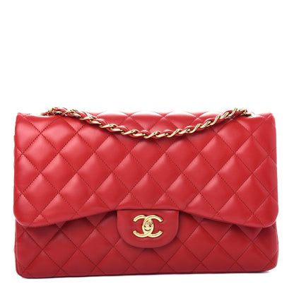 Chanel Lambskin Quilted Jumbo Double Flap Red 1 of 12