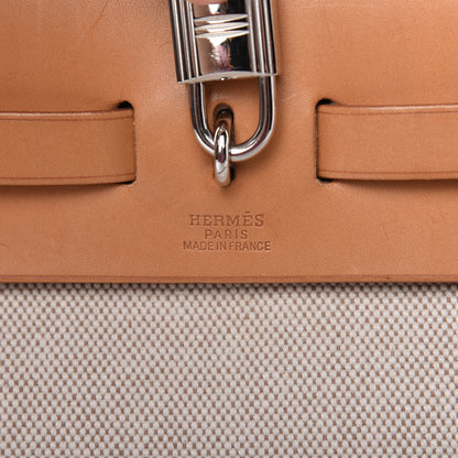 Hermes Toile Vache Calfskin Herbag 30 PM Black Natural 9 of 10