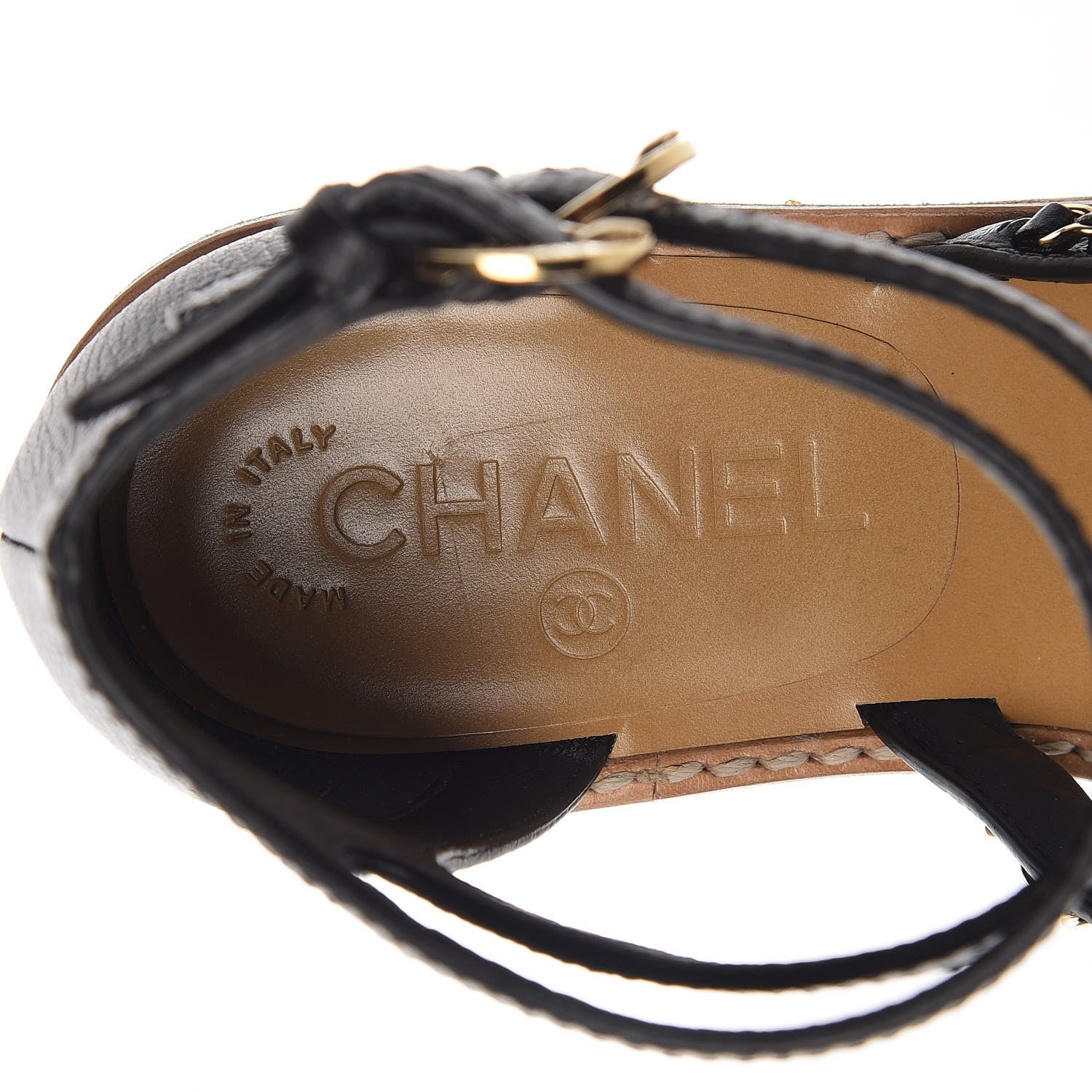 Chanel Calfskin Fantasy Chain Flat Sandals 37.5 Black 6 of 8