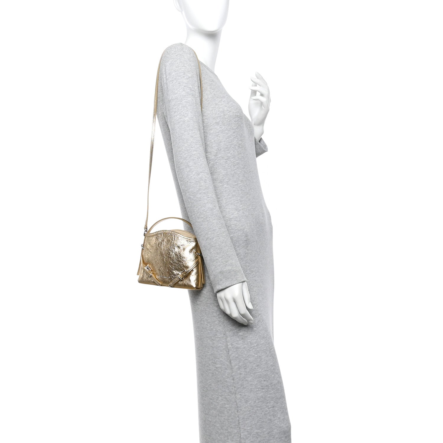 Givenchy Metallic Tumbled Calfskin Nano Voyou Bag Golden Sand