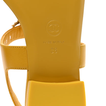 Chanel Lambskin CC Leaf Thong Sandals 36 Yellow 7 of 10