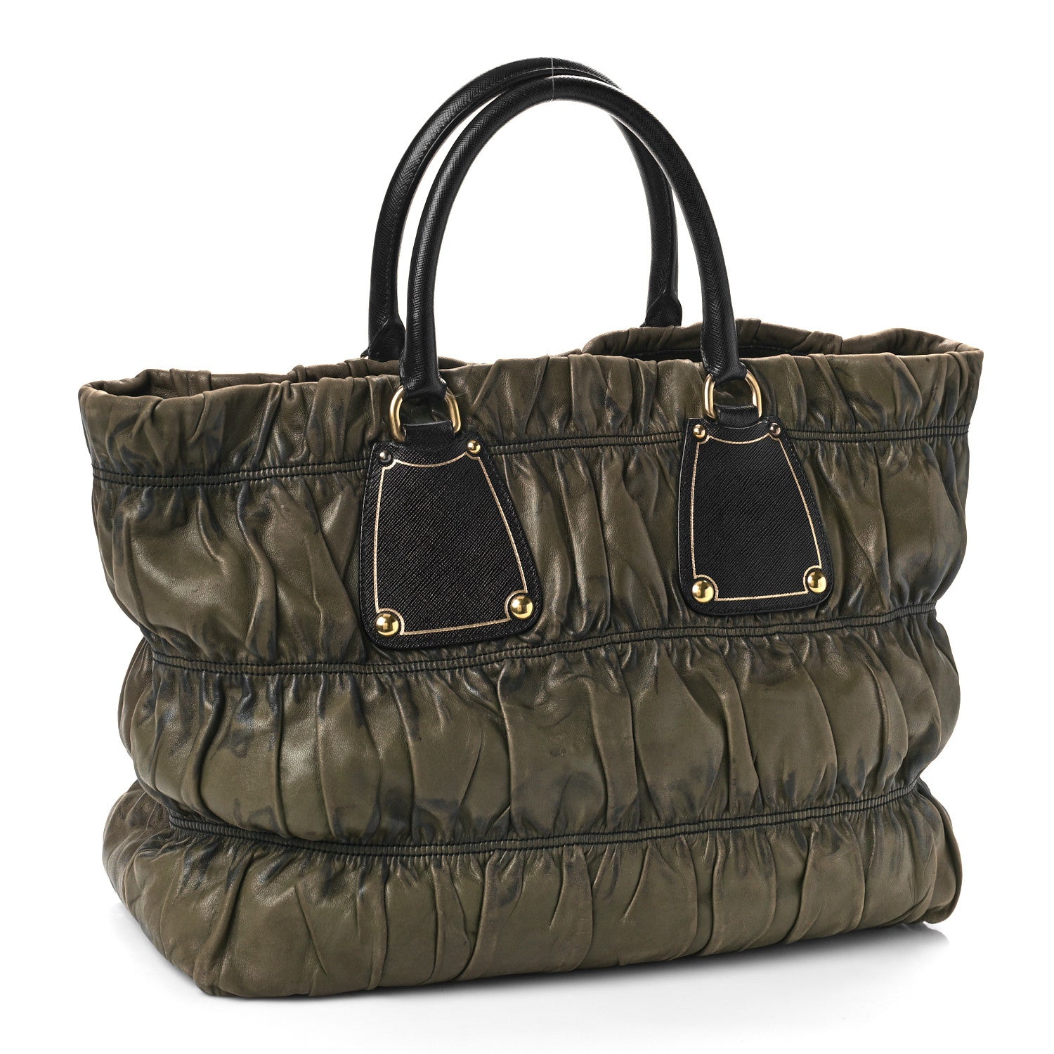 Prada Nappa Gaufre Tote Green 2 of 11