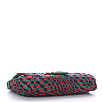 Fendi Canvas Lizard Beaded Baguette Multicolor 4 of 12