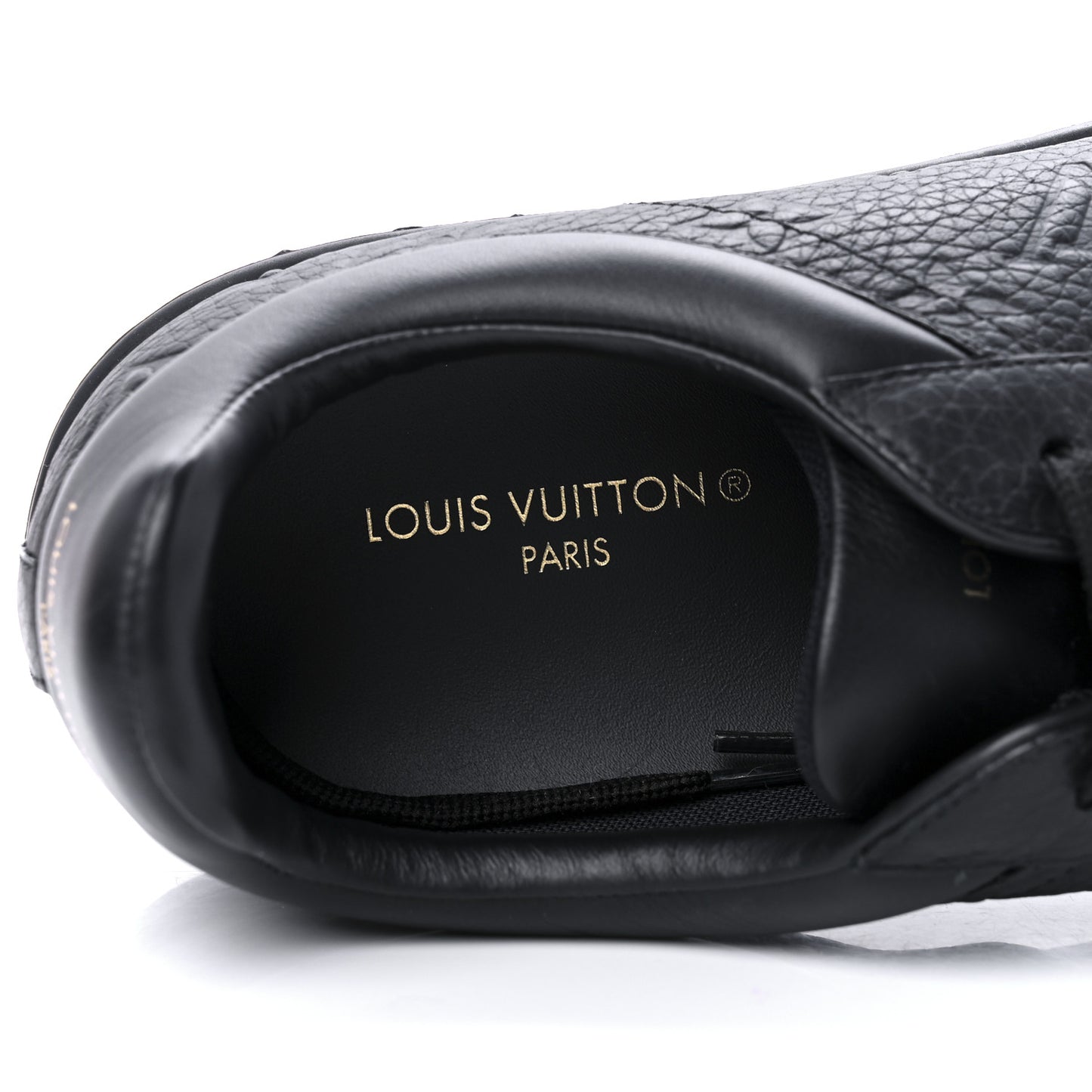 Grained Calfskin Embossed Monogram Mens Luxembourg Sneakers 7.5 Black