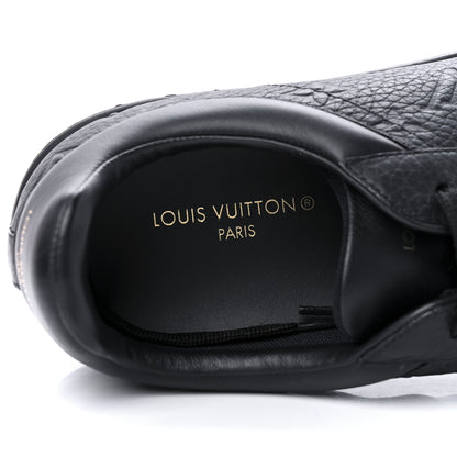 Louis Vuitton Grained Calfskin Embossed Monogram Mens Luxembourg Sneakers 7.5 Black 9 of 10