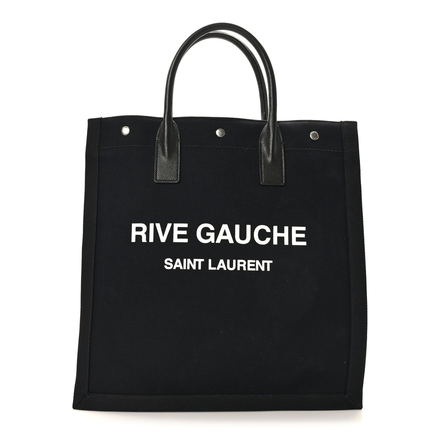 Linen Calfskin Rive Gauche North South Tote Black