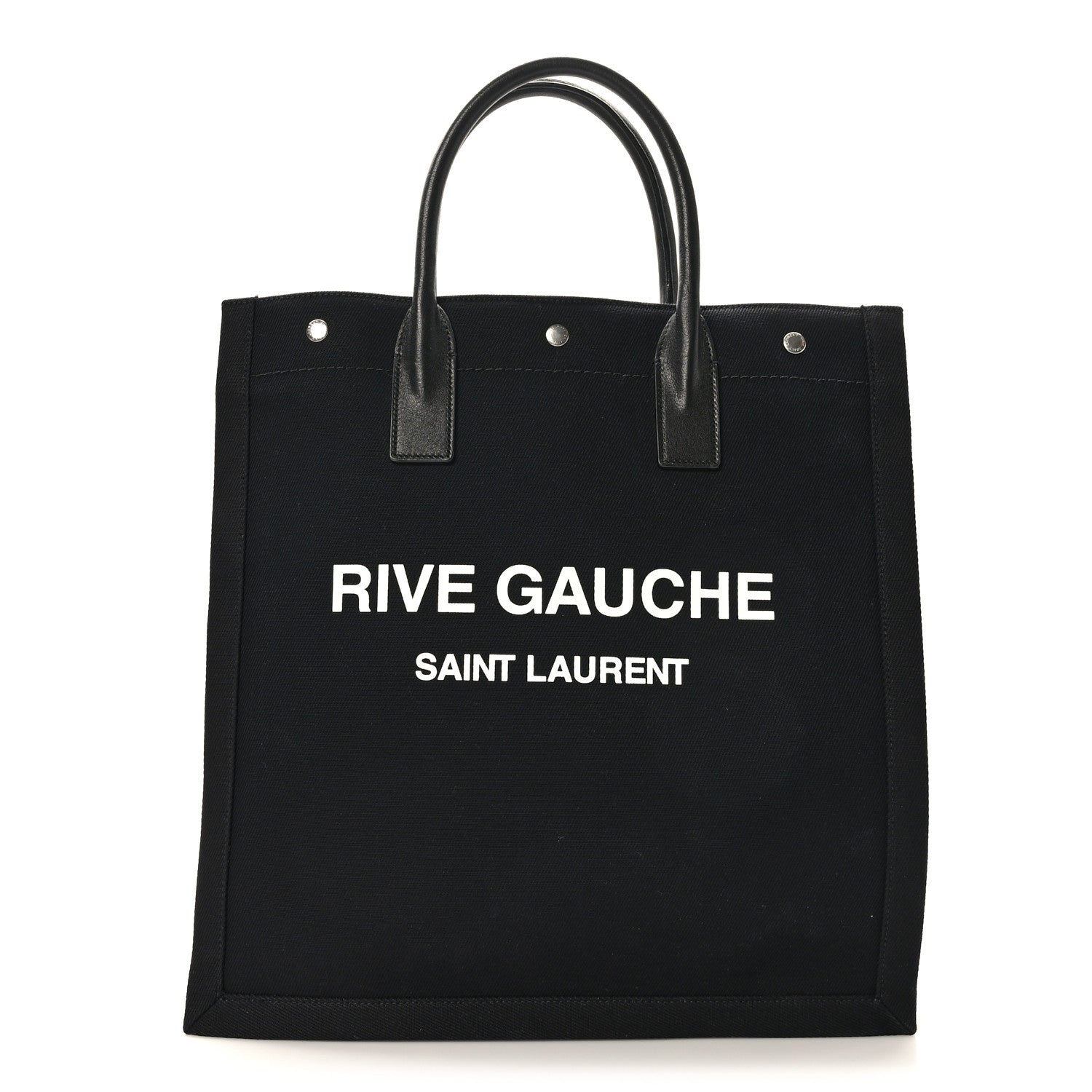 Saint Laurent Linen Calfskin Rive Gauche North South Tote Black 1 of 8