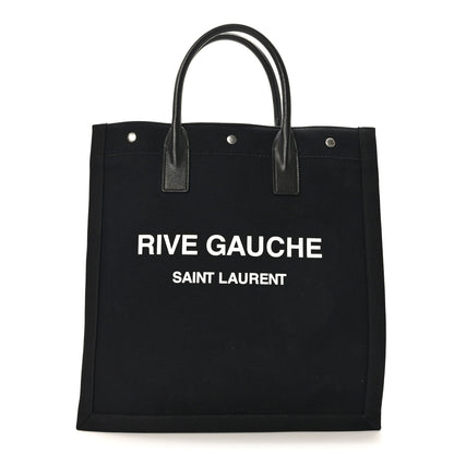 Saint Laurent Linen Calfskin Rive Gauche North South Tote Black 1 of 8