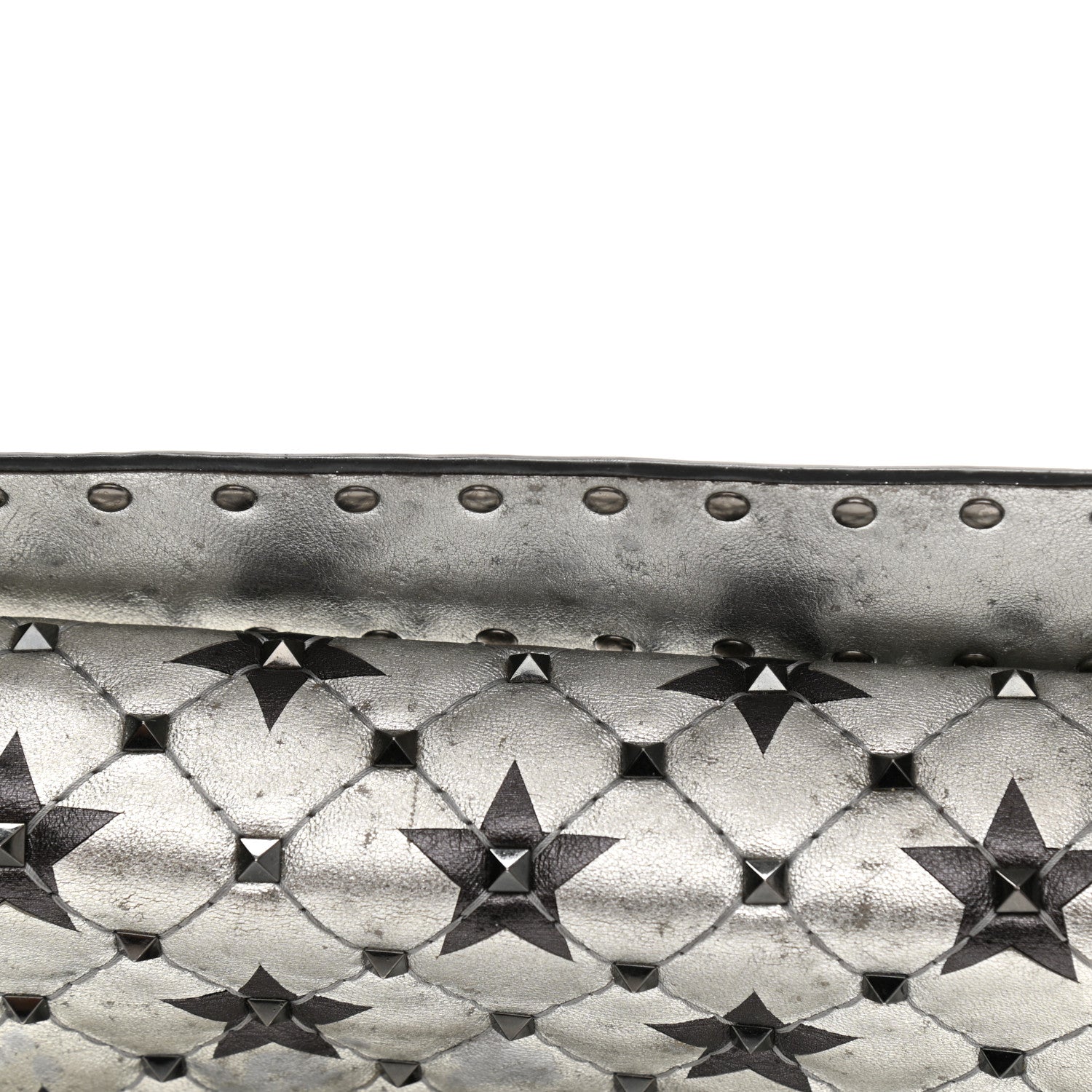 Valentino Garavani Metallic Lambskin Medium Star Rockstud Spike Shoulder Bag Silver 9 of 17