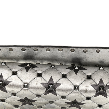 Valentino Garavani Metallic Lambskin Medium Star Rockstud Spike Shoulder Bag Silver 9 of 17