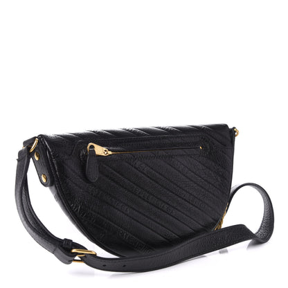 Balenciaga Shiny Goatskin Allover Logo Embossed XXS Souvenir Belt Bag Black 3 of 9