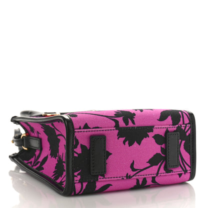 Versace Calfskin Cotton Floral Printed La Medusa Mini Book Tote Black Water Lily 4 of 8