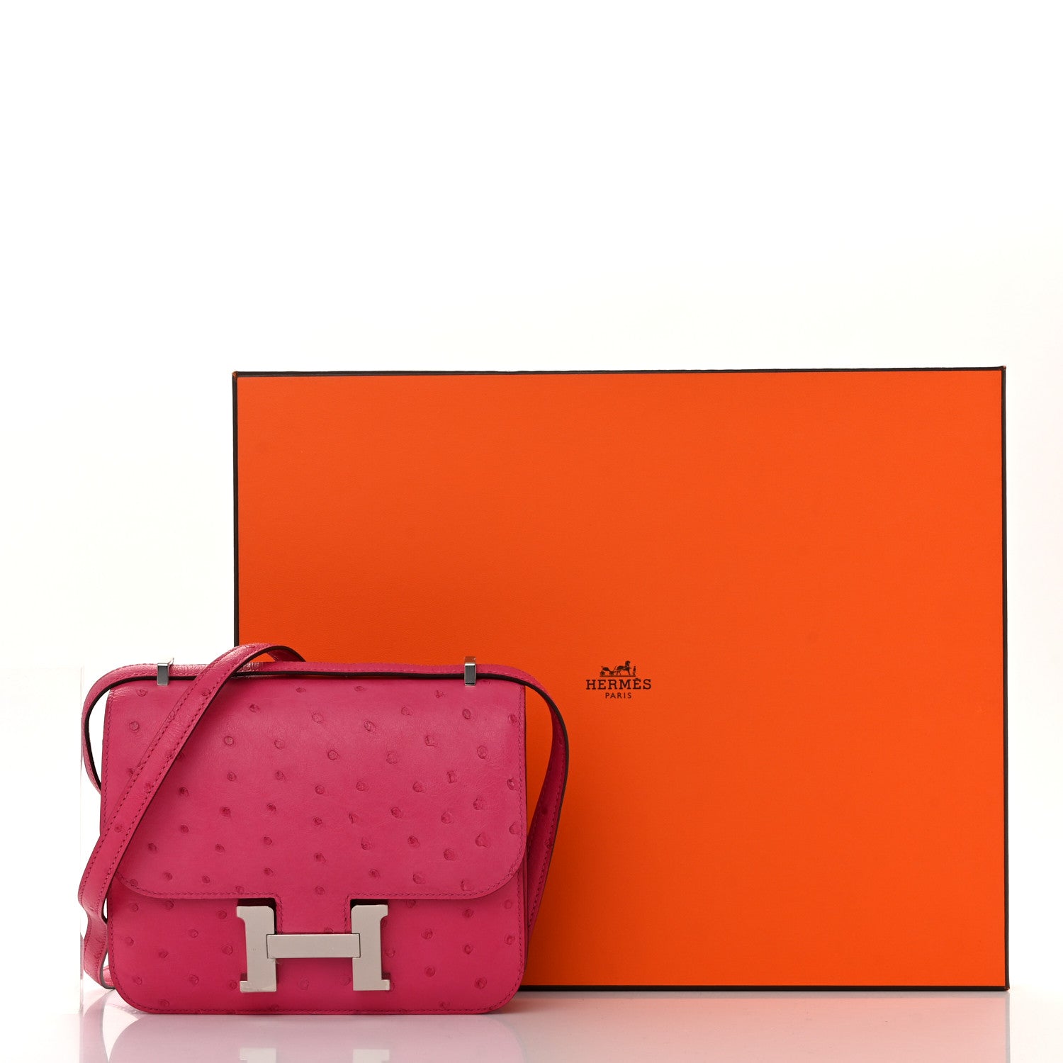 Hermes Ostrich Constance 18 Rose Pourpre 12 of 12