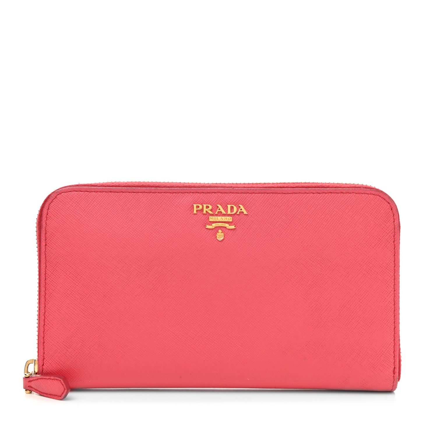 Saffiano Metal Zip Wallet Fragola